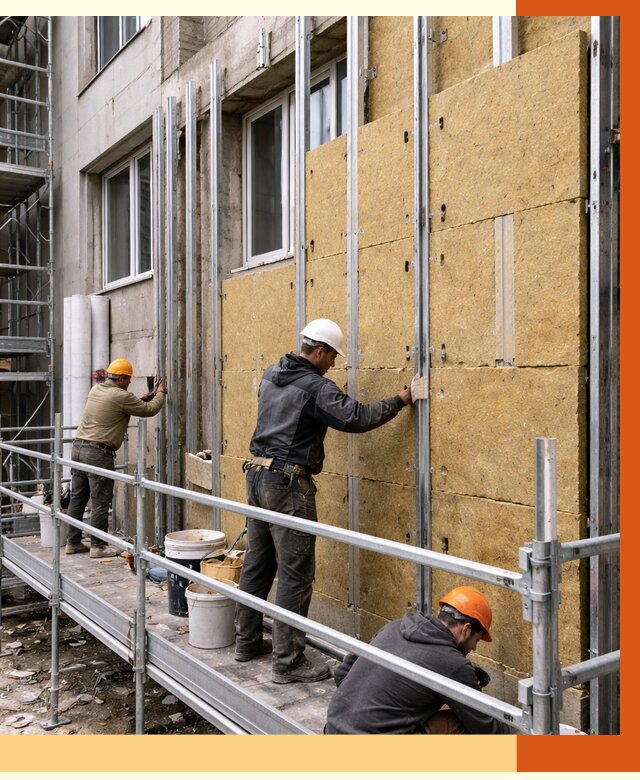 Утепление вентилируемого фасада в Белореченске от 5681 руб/м2 — монтаж и утепление вентфасад | ТепломастерБлч